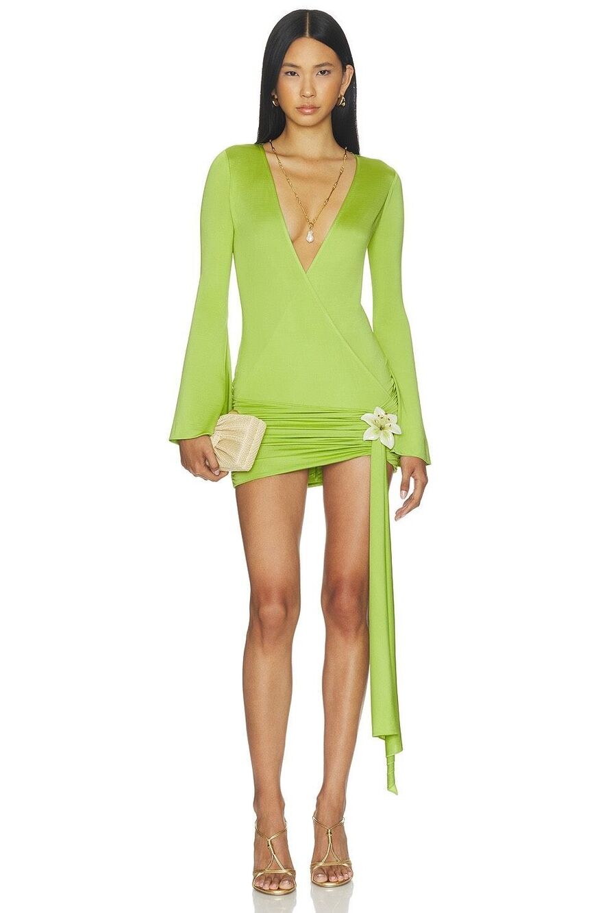 LOBA Tejinder Mini Dress in Moss Green Size Small $250